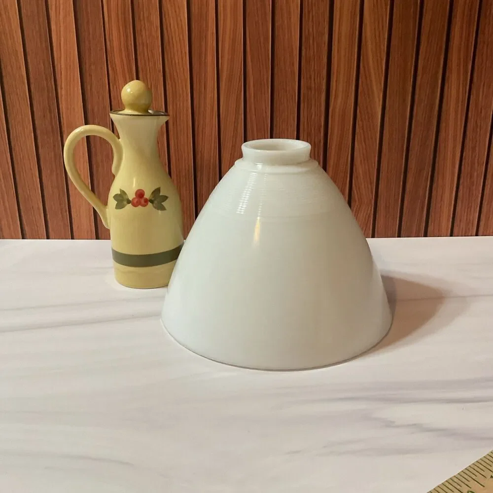 Vintage MCM White Milk 8” By 2.25” Glass Lamp Shade Torchiere Diffuser Pendant